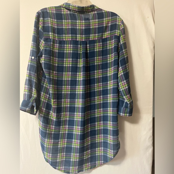 Hollister Blue, Pink and Green Plaid Lightweight Blouse Size Large - Picture 2 of 8